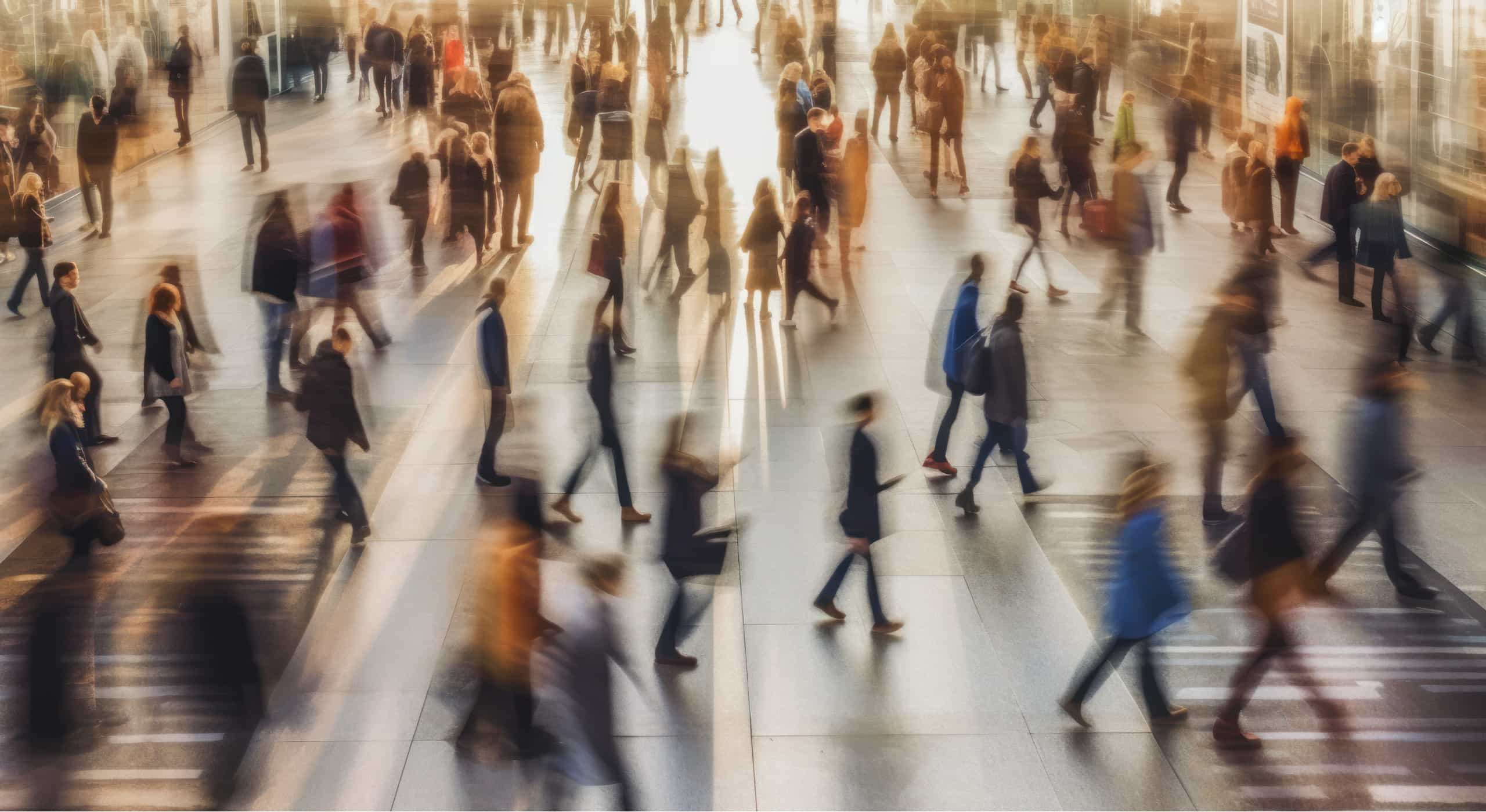 People Blurred Crossing Street